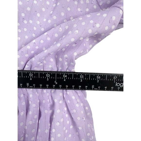 Purple Polka Dot Dress Large Pastel Lace Collar Accordion Sleeve Lolita Coquette - Picture 9 of 13